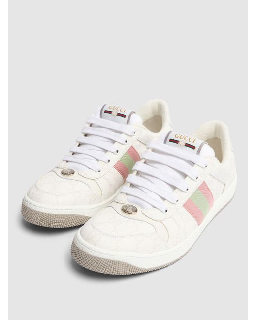 Gucci White 30mm Hohe Sneakers Aus Canvas "screener"