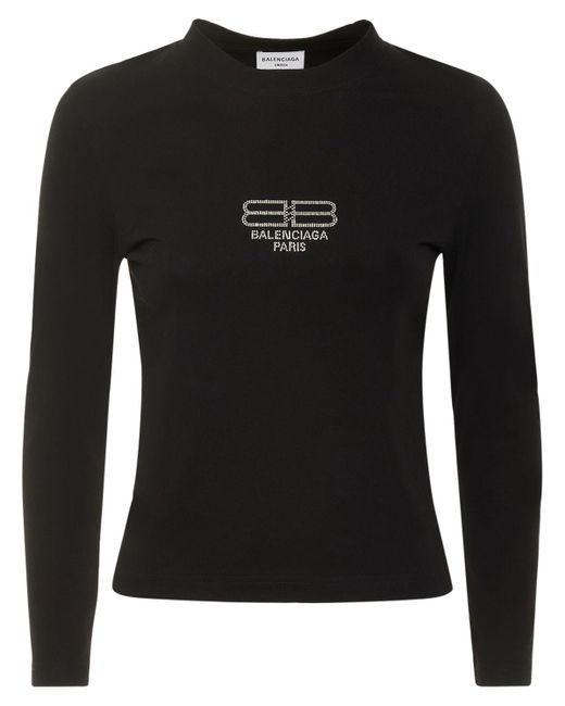Balenciaga Black Fitted Stretch Cotton T-shirt