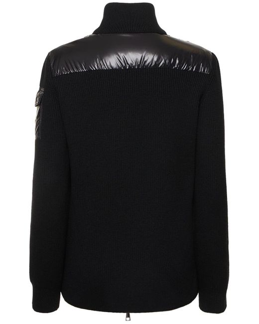 Moncler Black Knit-sleeve Padded Jacket