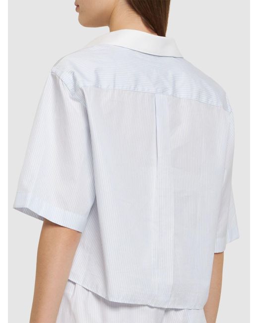 Sporty & Rich White Src Cropped Embroidered Shirt