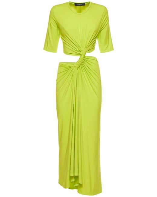 Sid Neigum Stretch Satin Cutout Long Dress in Neon Yellow (Green) | Lyst