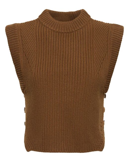 Soeur Brown Alky Knit Wool Vest