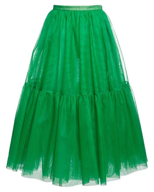 Rochas Green Tulle Midi Skirt