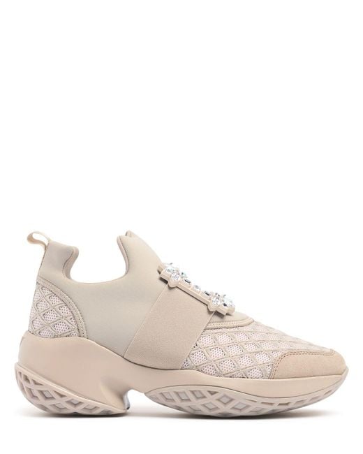 Roger Vivier Natural Sneakers Aus Baumwolle Und Mesh "viv Run"