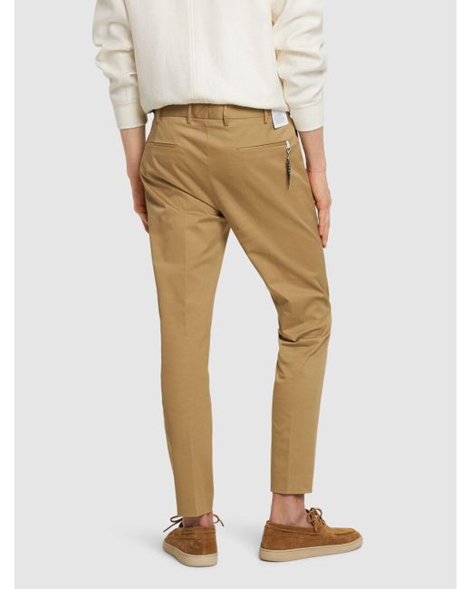 PT Torino Natural Dieci Pleated Cotton Twill Pants for men