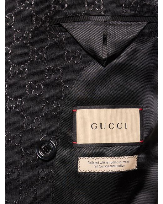 Gucci Black gg Lamé Wool Blend Jacket