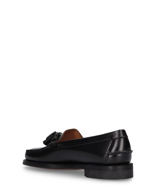 Sebago Black Dan Triple Tassel Smooth Leather Loafers for men