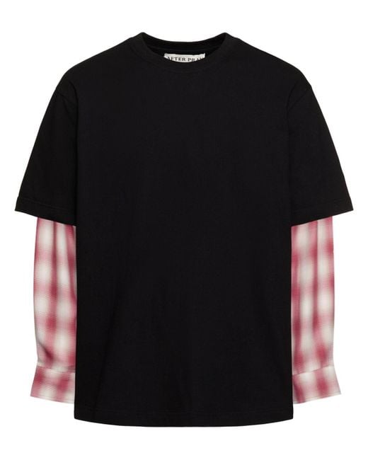 メンズ AFTER PRAY レイヤード長袖tシャツ Black