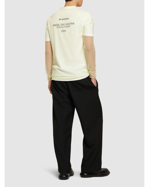 Jil Sander Natural Logo Printed Long Sleeve Shirt for men