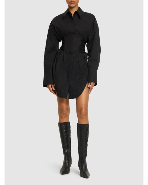 Vestido mini de popelina de algodón Mugler de color Black