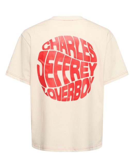 Charles Jeffrey Natural Logo Print Organic Cotton T-shirt for men