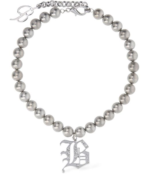 Blumarine Crystal B Logo Choker in Metallic Lyst