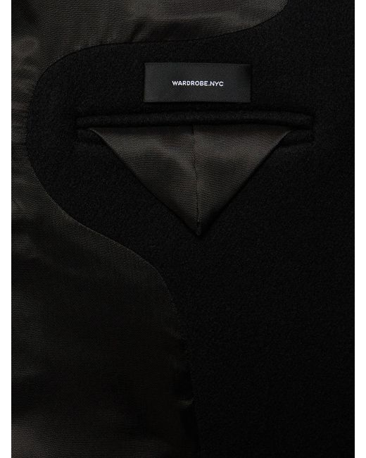 Wardrobe NYC Black Double Breasted Cropped Wool Cape