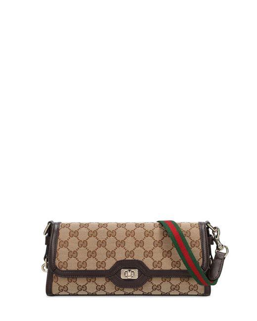 Sac porté épaule en toile gg Gucci en coloris Brown