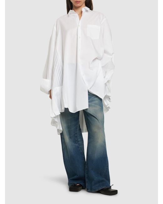 Junya Watanabe White Cotton Blend Pleated Shirt