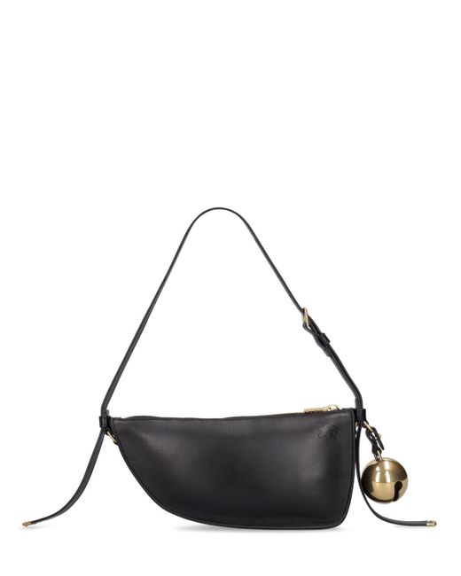 Mini shield leather top handle bag di Burberry in Black