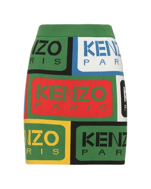 Kenzo Paris Label Mini Skirt in Green | Lyst