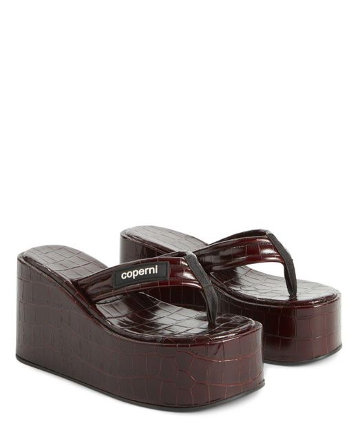 Sandales compensées en cuir embossé croco 100 mm Coperni en coloris Brown