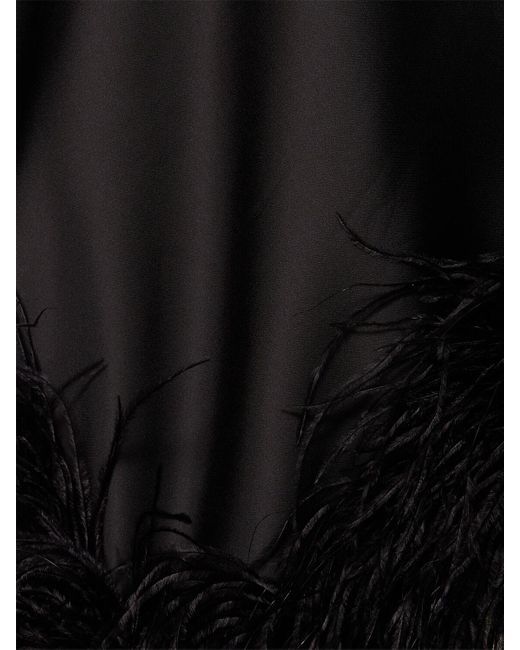 Robe midi en satin et plumes GIUSEPPE DI MORABITO en coloris Black