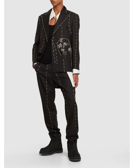Kidsuper Black Face Embroidered Suit Jacket for men