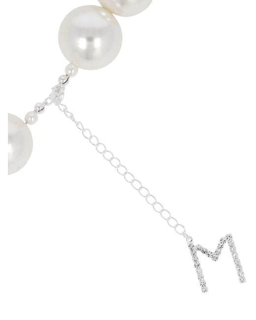 Magda Butrym White Faux Pearl Double Wrap Necklace