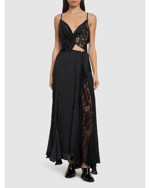 Y. Project Black Jersey & Lace Long Skirt W/ Hooks