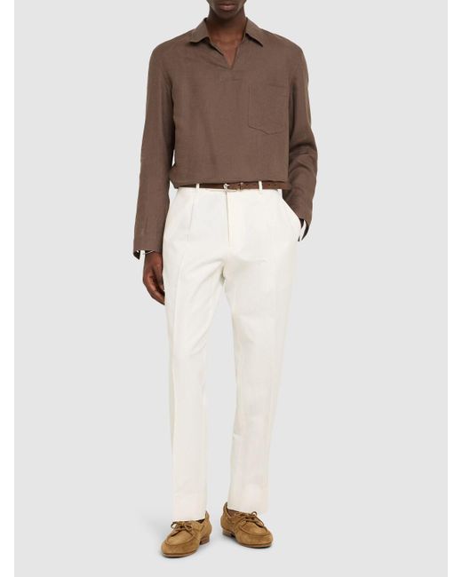 メンズ Zegna コットン&リネンパンツ White