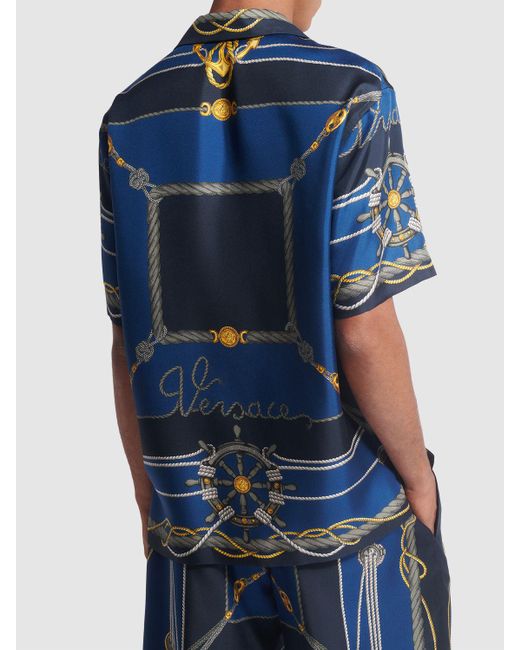 Nautical Bowling Shirt Versace pour homme en coloris Blue
