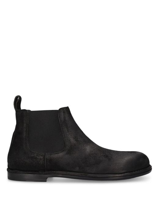 Mattia Capezzani Black Reverse Leather Chelsea Boots for men