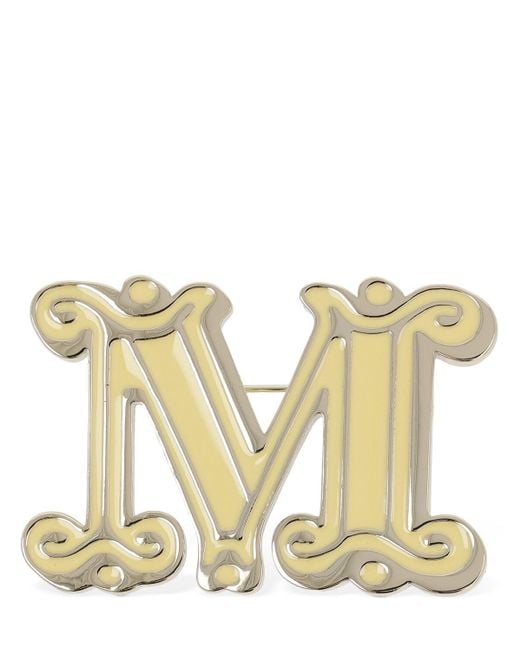 Max Mara Metallic Monogram Enamel Brooch