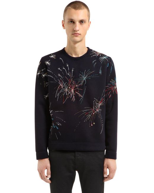 Valentino Blue Fireworks Print Sweatshirt for men
