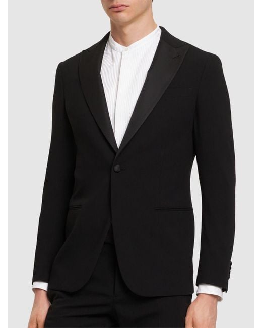 Costume en crêpe de laine à boutonnage simple Giorgio Armani pour homme en coloris Black