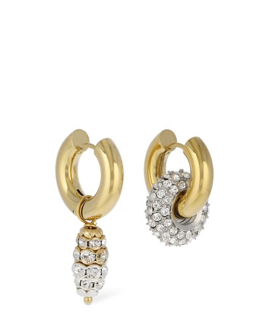 Timeless Pearly Metallic Crystal Charm Mismatched Earrings