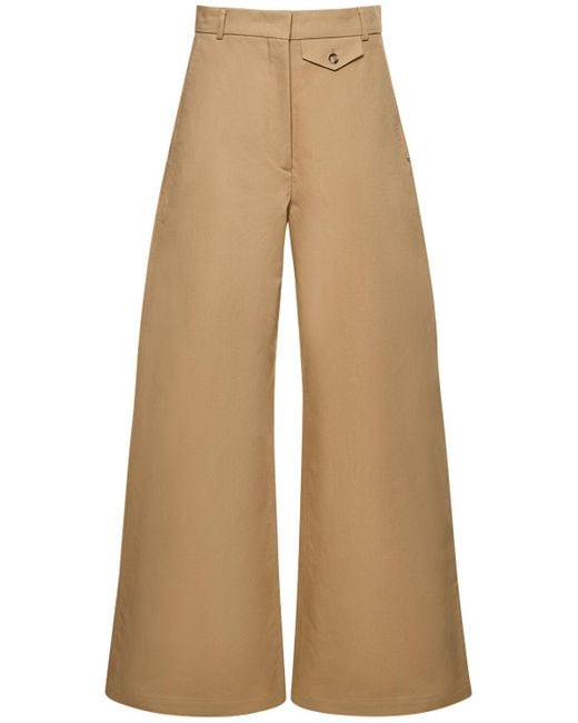 Sportmax Natural Febo Cotton Canvas Low Waist Wide Pants