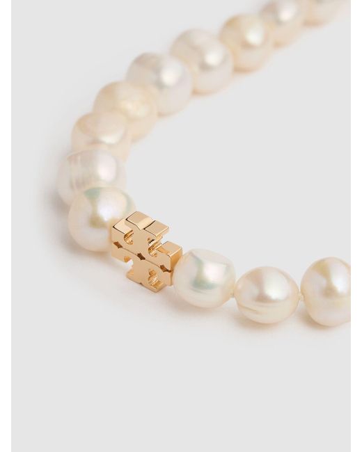 Tory Burch White Kira Pearl Collar Necklace