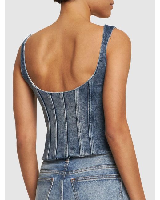 Cotton bustier top di Off-White c/o Virgil Abloh in Blue