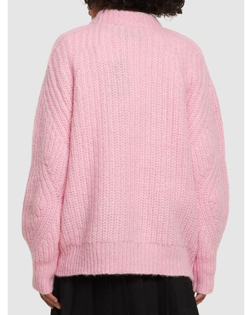 ROTATE BIRGER CHRISTENSEN Pink Logo Oversize Wool Blend Knit Sweater
