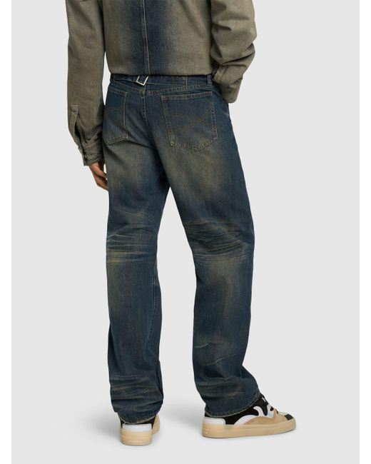 Jaded London Blue Faded Slit Straight Fit Jeans for men