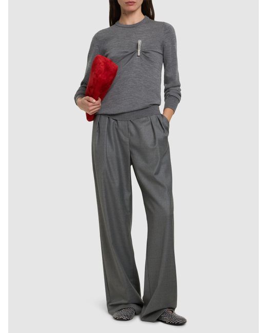 Coperni Gray Damen Strickpullover Mit Wäscheklammer