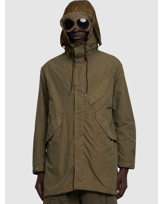 C P Company Herren Flatt Nylon Goggle Fishtail Parka in Green für Herren