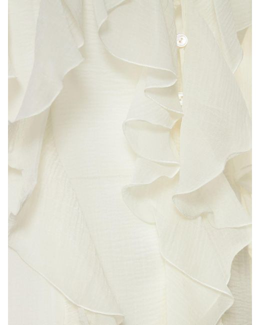 Blumarine White Midikleid Aus Seide Und Baumwolle