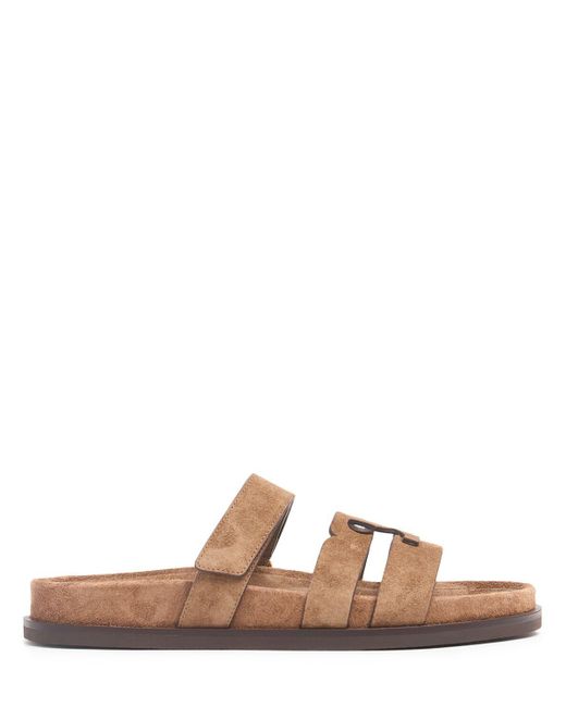 Tory Burch Brown 10mm T Slide Suede Sandals