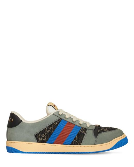 Gucci Screener Gg Denim & Leather Sneakers in Grey/Blue (Blue) for Men -  Save 19% | Lyst Canada