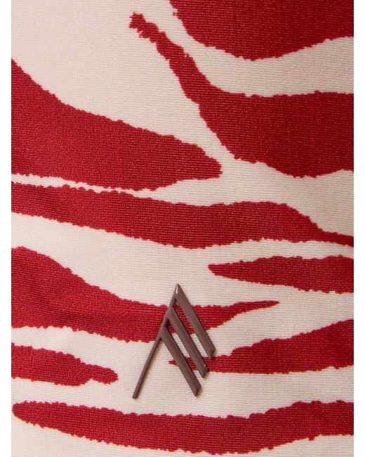 The Attico Red Printed Lycra Draped Low Rise Mini Skirt