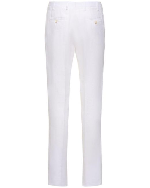 Pantaloni in lino di Kiton in White da Uomo