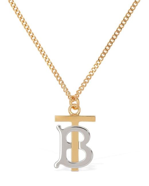 Burberry Metallic Tb Bicolor Logo Long Necklace
