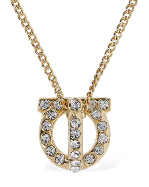 Ferragamo Metallic Gancio 3d Crystal Charm Necklace