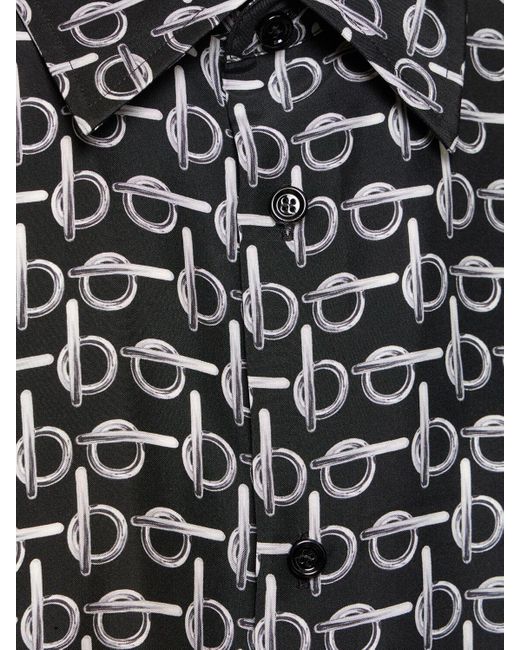 Camicia in seta stampata di Burberry in Black da Uomo