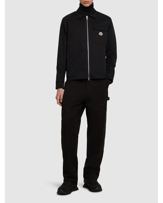 Moncler Black Cotton Blend Gabardine Shirt Jacket for men