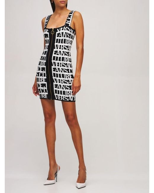Versace Jeans Couture Logo Viscose Blend Knit Mini Dress in